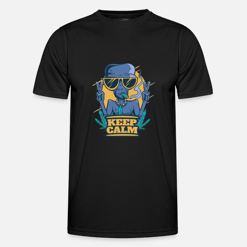 Keep Calm Alien Joint Weed Ufo T-shirt sport Homme