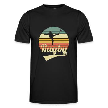 Rugby Vintage Rugger Wear Jeu Joueur De Rugby Sport - T-shirt sport Homme - noir - Devant - AI Model Male 178 dark (178cm)