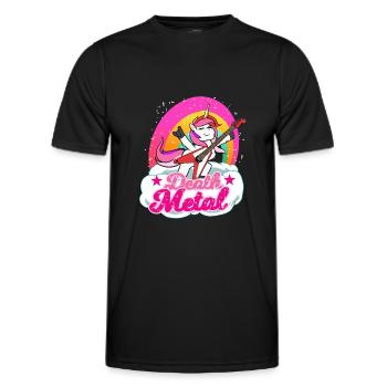 Death Metal Einhorn Geschenk für einen Metal Musik - Männer Funktions-T-Shirt - Schwarz - Vorne - AI Model Male 178 dark (178cm)