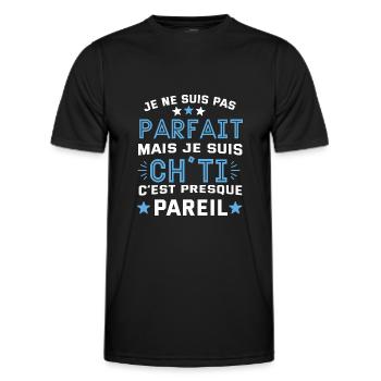 Je ne suis pas parfait mais je suis chti cadeau - T-shirt sport Homme - noir - Devant - AI Model Male 178 dark (178cm)