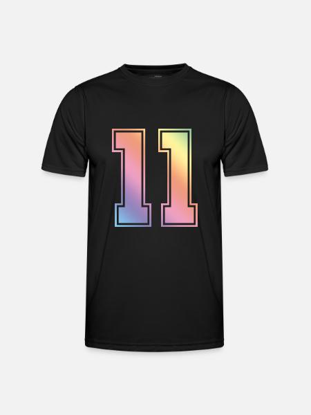 11 Zahl Bunt - Männer Funktions-T-Shirt - Schwarz
