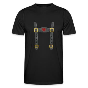 Bayern Fake Tracht Lederhose - Männer Funktions-T-Shirt - Schwarz - Vorne - AI Model Male 178 dark (178cm)