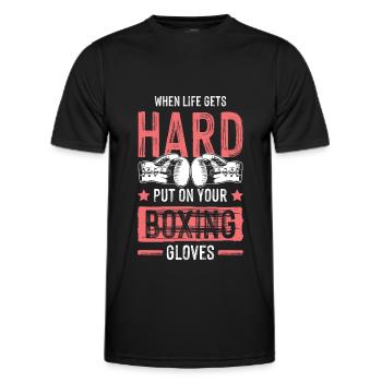 Gants de boxe - T-shirt sport Homme - noir - Devant - AI Model Male 178 dark (178cm)