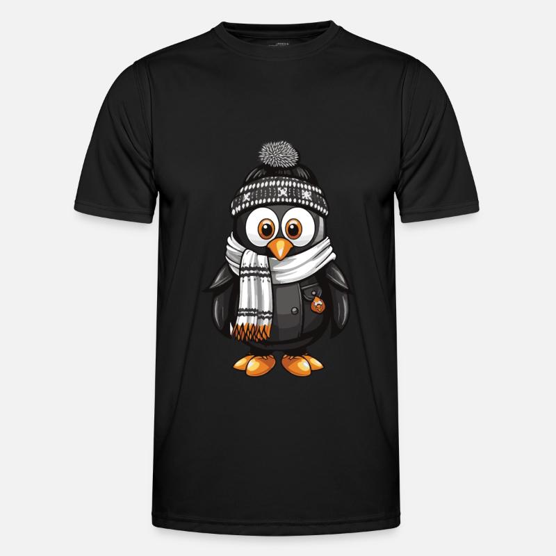 Penguin Comic Cute Winter - Men's Functional T-Shirt - black