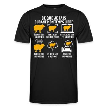mon temps libre élever des moutons - T-shirt sport Homme - noir - Devant - AI Model Male 178 dark (178cm)