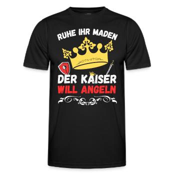 Ruhe ihr Maden der Kaiser will angeln - Männer Funktions-T-Shirt - Schwarz - Vorne - AI Model Male 178 dark (178cm)