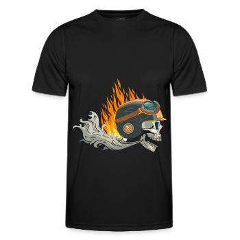 Biker Totenkopf Flammen Hölle Club Motorrad Gang - Männer Funktions-T-Shirt - Schwarz - Vorne - AI Model Male 178 dark (178cm)
