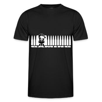cool Gaming Panda Nerd Cartridges Shooter Gamer - Men's Functional T-Shirt - black - Front - AI Model Male 178 dark (178cm)