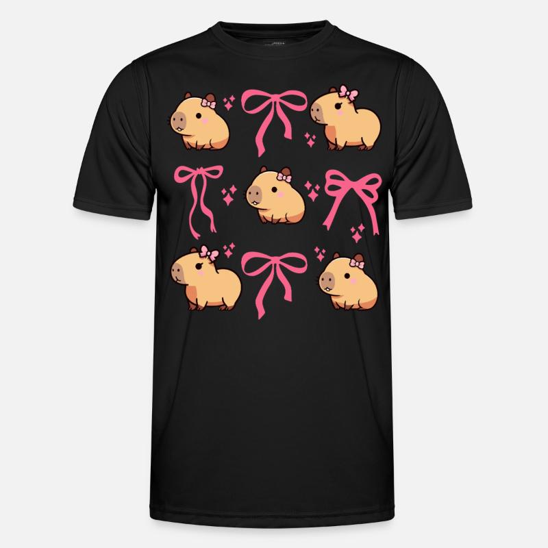 Cute Capybara Pink Bow Capybara - Men's Functional T-Shirt - black