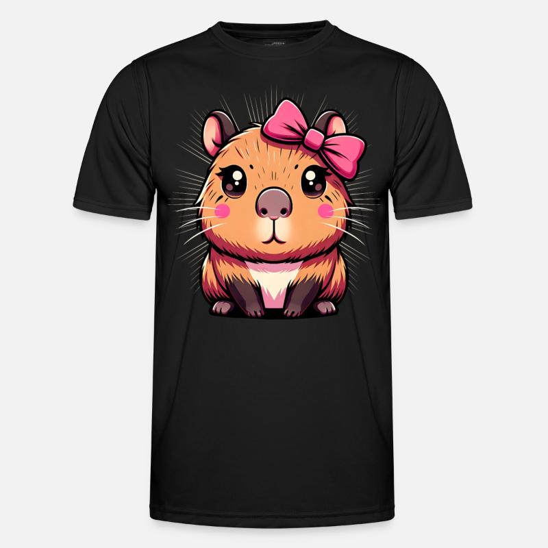 Cute Capybara Pink Bow Capybara - Men's Functional T-Shirt - black