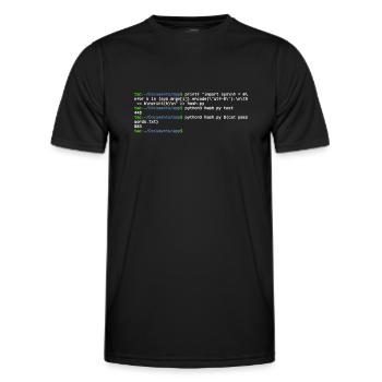 linux shell python hash - T-shirt sport Homme - noir - Devant - AI Model Male 178 dark (178cm)