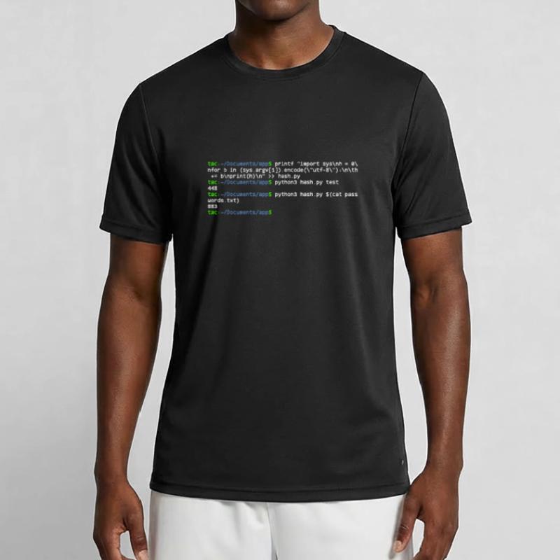 linux shell python hash T-shirt sport Homme