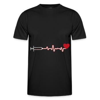 Herzschlag - Herz - Männer Funktions-T-Shirt - Schwarz - Vorne - AI Model Male 178 dark (178cm)