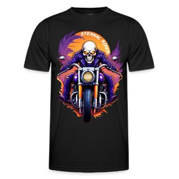 Biker Skelett Biker Schädel Custom Motorrad Sonne - Männer Funktions-T-Shirt - Schwarz - Vorne - AI Model Male 178 dark (178cm)