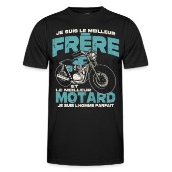 Le meilleur frère et le meilleur motard - T-shirt sport Homme - noir - Devant - AI Model Male 178 dark (178cm)