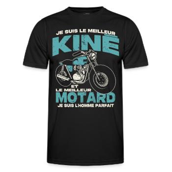 Le meilleur kiné et le meilleur motard - T-shirt sport Homme - noir - Devant - AI Model Male 178 dark (178cm)