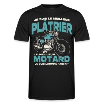 Le meilleur plâtrier et le meilleur motard - T-shirt sport Homme - noir - Devant - AI Model Male 178 dark (178cm)