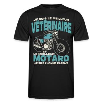 Le meilleur vétérinaire et le meilleur motard - T-shirt sport Homme - noir - Devant - AI Model Male 178 dark (178cm)