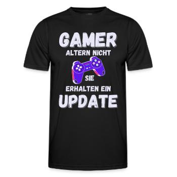 GAMER Lustiger Spruch Gaming Update - Männer Funktions-T-Shirt - Schwarz - Vorne - AI Model Male 178 dark (178cm)