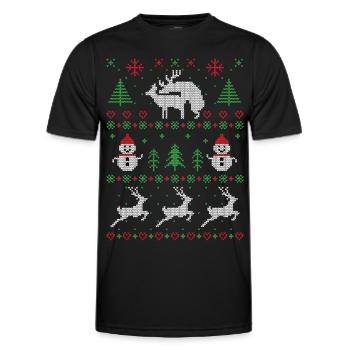 ugly christmas sweater rentiere Hirsche sex Xmas - Männer Funktions-T-Shirt - Schwarz - Vorne - AI Model Male 178 dark (178cm)