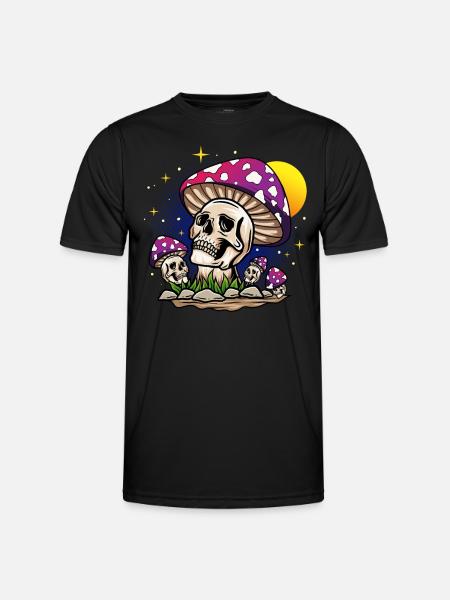 Mushroom skull - Men's Functional T-Shirt - black