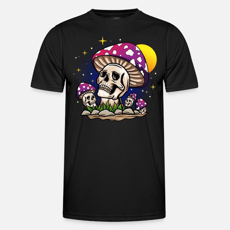 Mushroom skull - Männer Funktions-T-Shirt - Schwarz