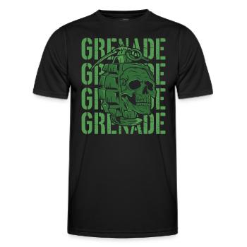 Granatenschädel | Riffle & Selbstverteidigung - Männer Funktions-T-Shirt - Schwarz - Vorne - AI Model Male 178 dark (178cm)