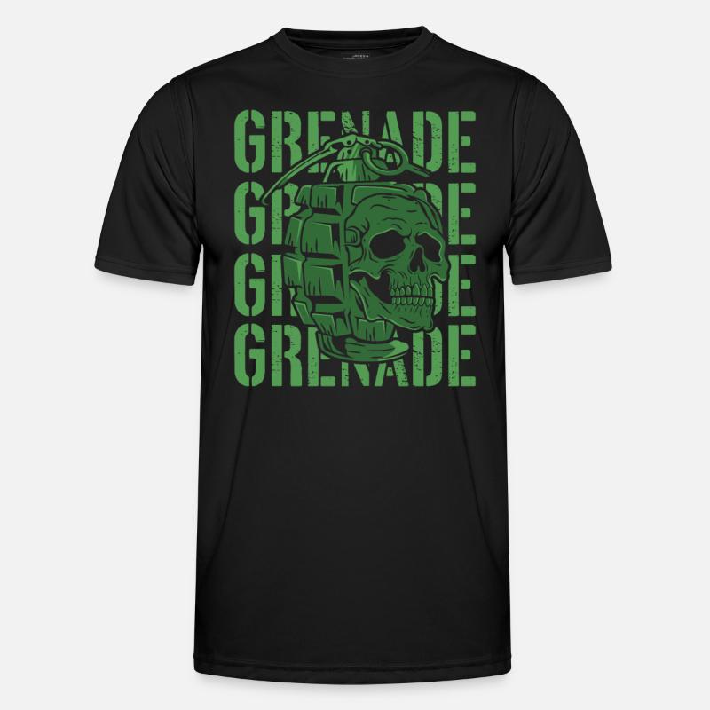 Grenade skull | riffle & self defense - Men's Functional T-Shirt - black