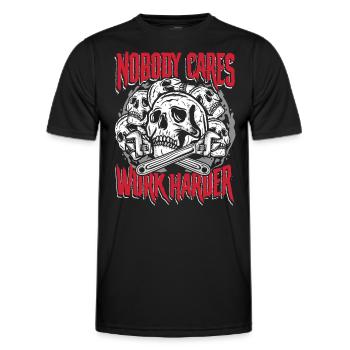 Niemand kümmert sich darum, härter zu arbeiten | Basteln und reparieren Sie das Leck - Männer Funktions-T-Shirt - Schwarz - Vorne - AI Model Male 178 dark (178cm)
