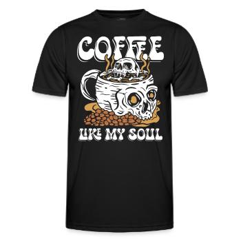 Kaffee wie meine Seele | Schädel Morgendliches Erwachen - Männer Funktions-T-Shirt - Schwarz - Vorne - AI Model Male 178 dark (178cm)