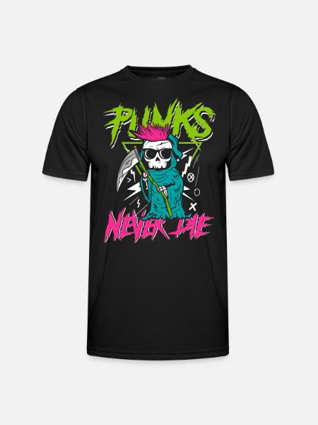 Punks never die | anti establishment skull - Men's Functional T-Shirt - black