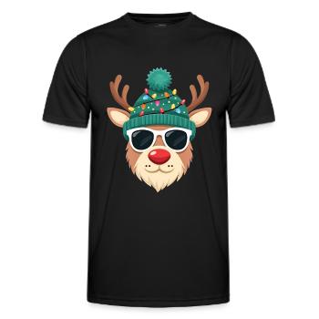 Weihnachts Rentier mit roter Nase - Männer Funktions-T-Shirt - Schwarz - Vorne - AI Model Male 178 dark (178cm)