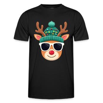 Weihnachts Rentier mit roter Nase - Männer Funktions-T-Shirt - Schwarz - Vorne - AI Model Male 178 dark (178cm)