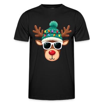 Weihnachts Rentier mit roter Nase - Männer Funktions-T-Shirt - Schwarz - Vorne - AI Model Male 178 dark (178cm)