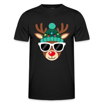 Weihnachts Rentier mit roter Nase - Männer Funktions-T-Shirt - Schwarz - Vorne - AI Model Male 178 dark (178cm)