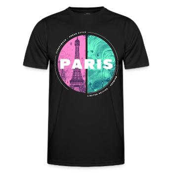 Paris Skyline Eiffelturm Frankreich Stadt Kreis - Männer Funktions-T-Shirt - Schwarz - Vorne - AI Model Male 178 dark (178cm)