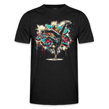 Pulvérisateur Breakdance Graffiti - T-shirt sport Homme - noir - Devant - AI Model Male 178 dark (178cm)