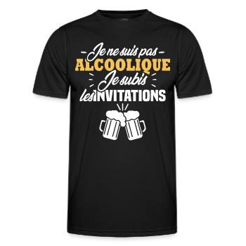 Je ne suis pas alcoolique je subis les invitations - T-shirt sport Homme - noir - Devant - AI Model Male 178 dark (178cm)