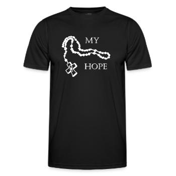 My Hope, Rosenkranz, Symbol, Kreuz, Gott, Pax - Männer Funktions-T-Shirt - Schwarz - Vorne - AI Model Male 178 dark (178cm)