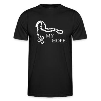 My Hope, Rosary, Symbol, Cross, God, Pax - Men's Functional T-Shirt - black - Front - AI Model Male 178 dark (178cm)