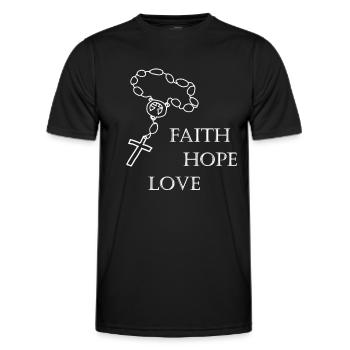 Foi Espérance Amour, Rosaire, Symbole, Croix, Dieu - T-shirt sport Homme - noir - Devant - AI Model Male 178 dark (178cm)