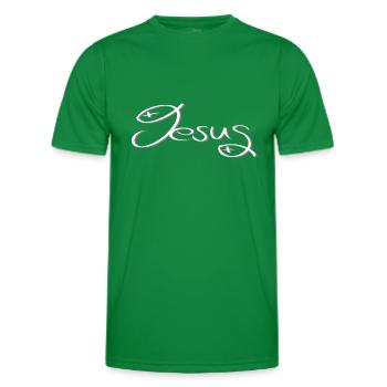Poisson Jésus gentil et discret - T-shirt sport Homme - vert - Devant - AI Model Male 178 dark (178cm)