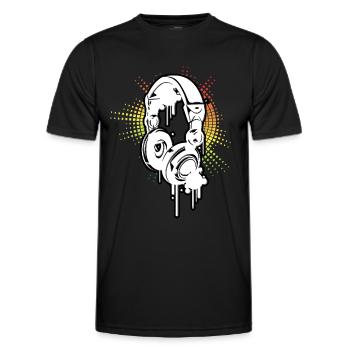 Casque de Musique DJ Equalizer aux Couleurs Reggae - T-shirt sport Homme - noir - Devant - AI Model Male 178 dark (178cm)