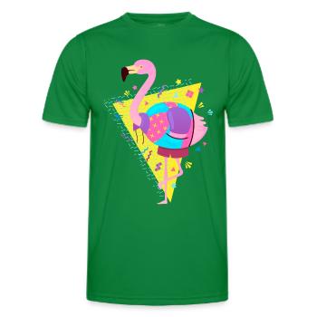 80s Style Flamingo - Men's Functional T-Shirt - kelly green - Front - AI Model Male 178 dark (178cm)