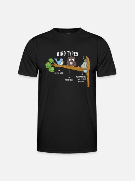 Vogelarten für Kaffeeliebhaber - Männer Funktions-T-Shirt - Schwarz