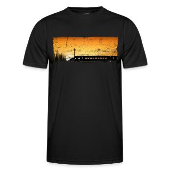 Zug Eisenbahn Eisenbahner trains drivers - Men's Functional T-Shirt - black - Front - AI Model Male 178 dark (178cm)