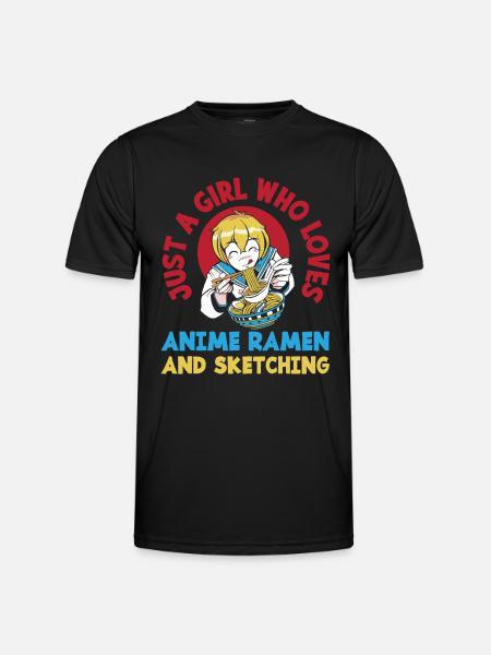 Mädchen Anime Ramen Zeichnen Geschenk - Männer Funktions-T-Shirt - Schwarz