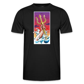 Poséidon Dieu de la mer sous l’eau avec Trident à la main - T-shirt sport Homme - noir - Devant - AI Model Male 178 dark (178cm)