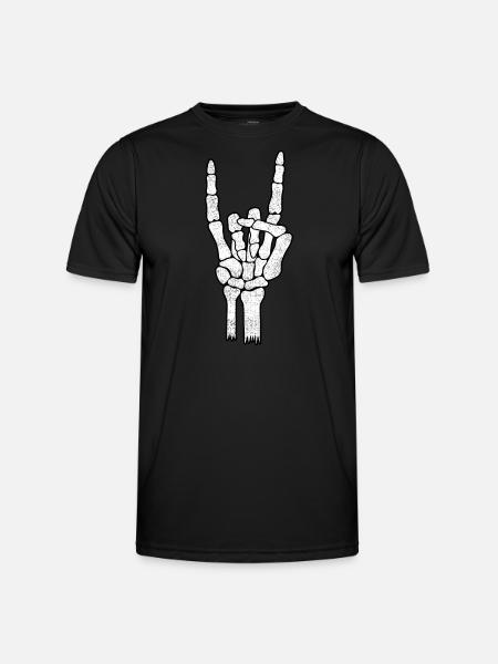 Skeleton Hand Rock Metal Sign - Men's Functional T-Shirt - black