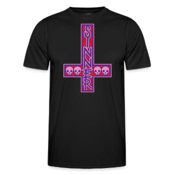 Sinner On Inverted Cross Pink & Purple - Men's Functional T-Shirt - black - Front - AI Model Male 178 dark (178cm)